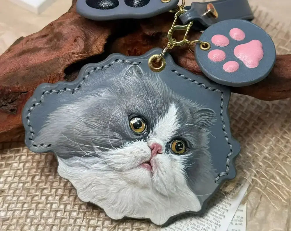Completed hand-carved leather pet portrait
