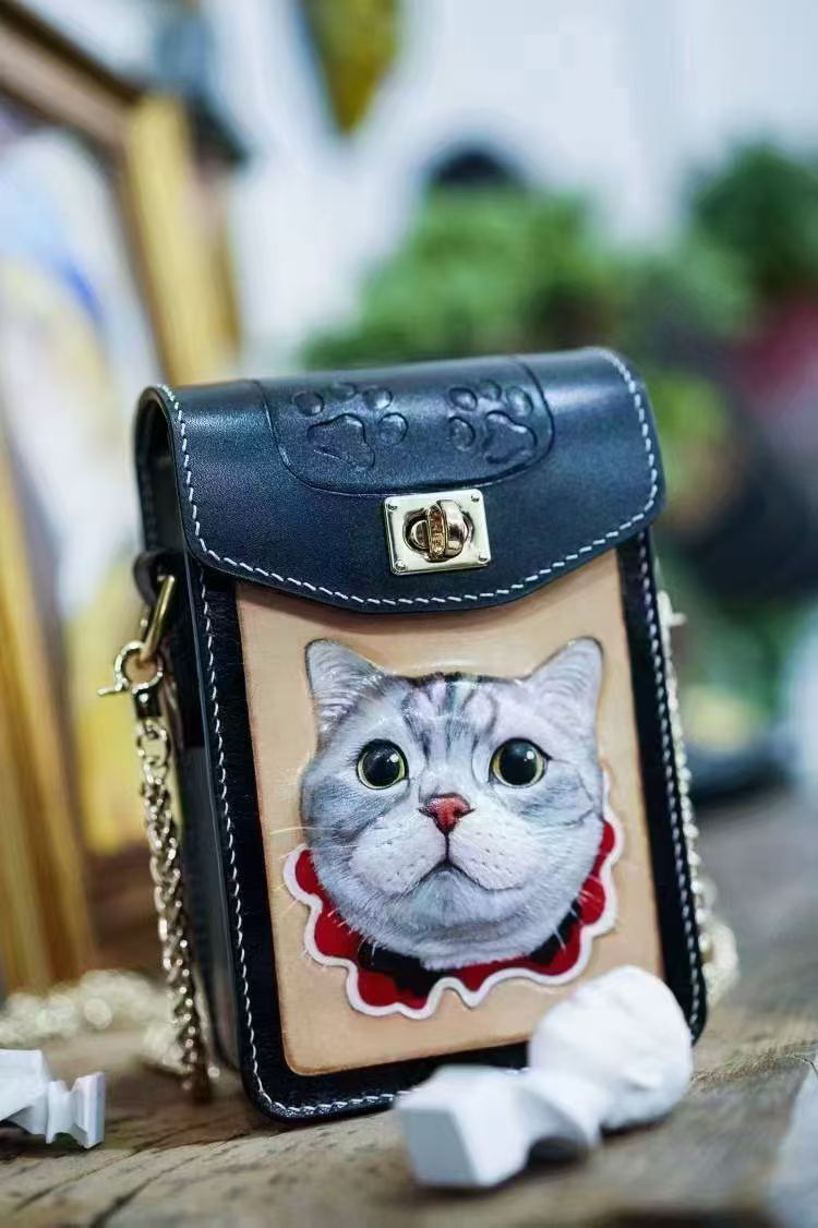 Crossbody Bag — custom leather artwork by Elena Pawtraits