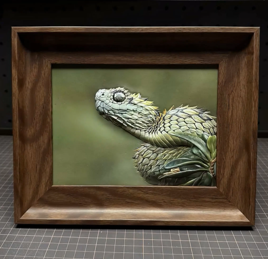 Pet Portrait Frame — custom leather artwork by Elena Pawtraits