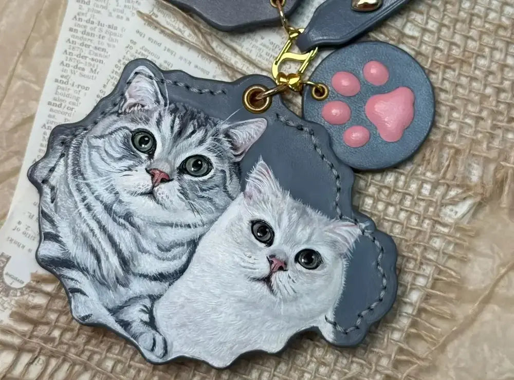 Completed hand-carved leather pet portrait