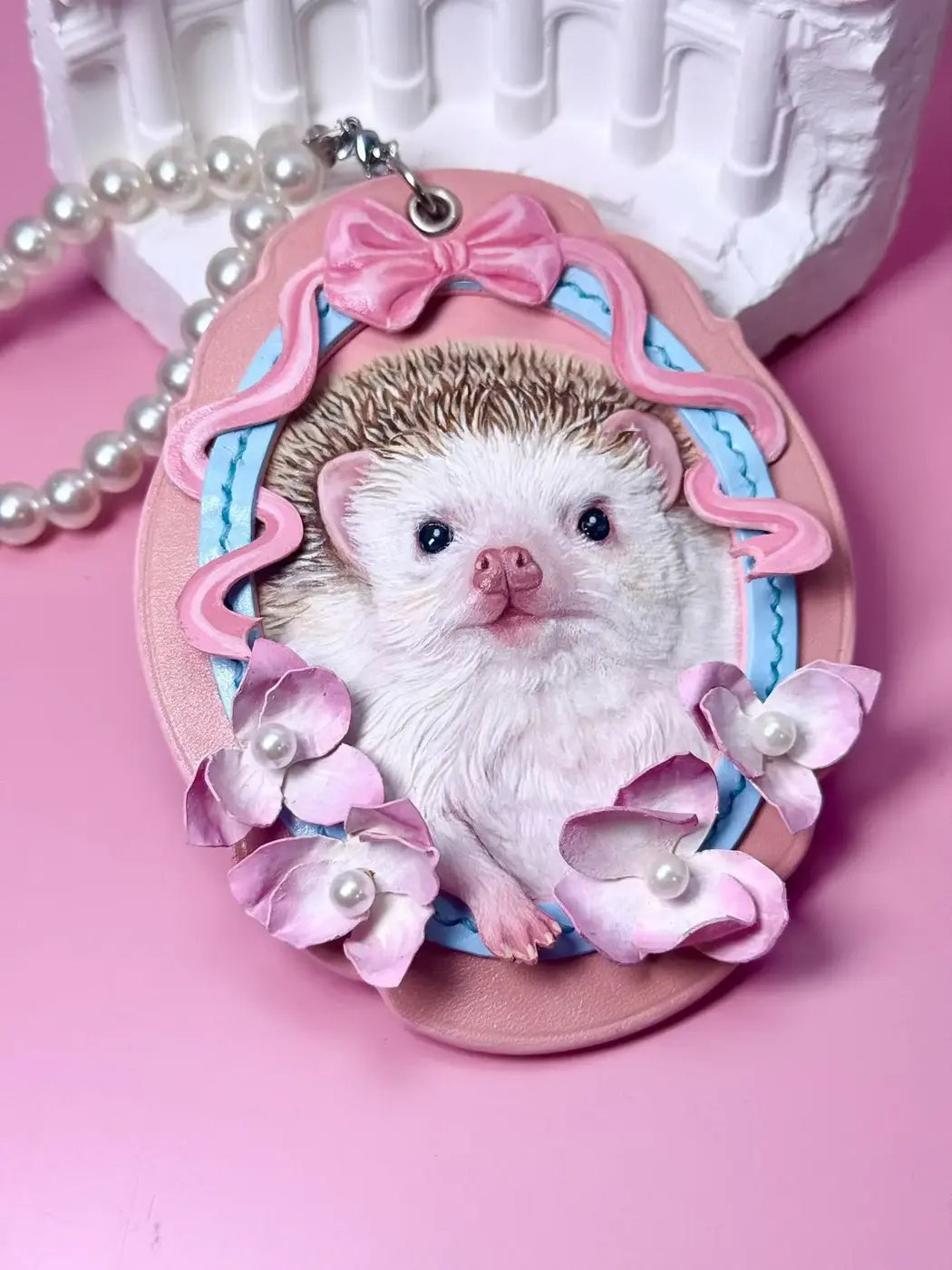 Custom hand-carved leather portrait featuring a hedgehog